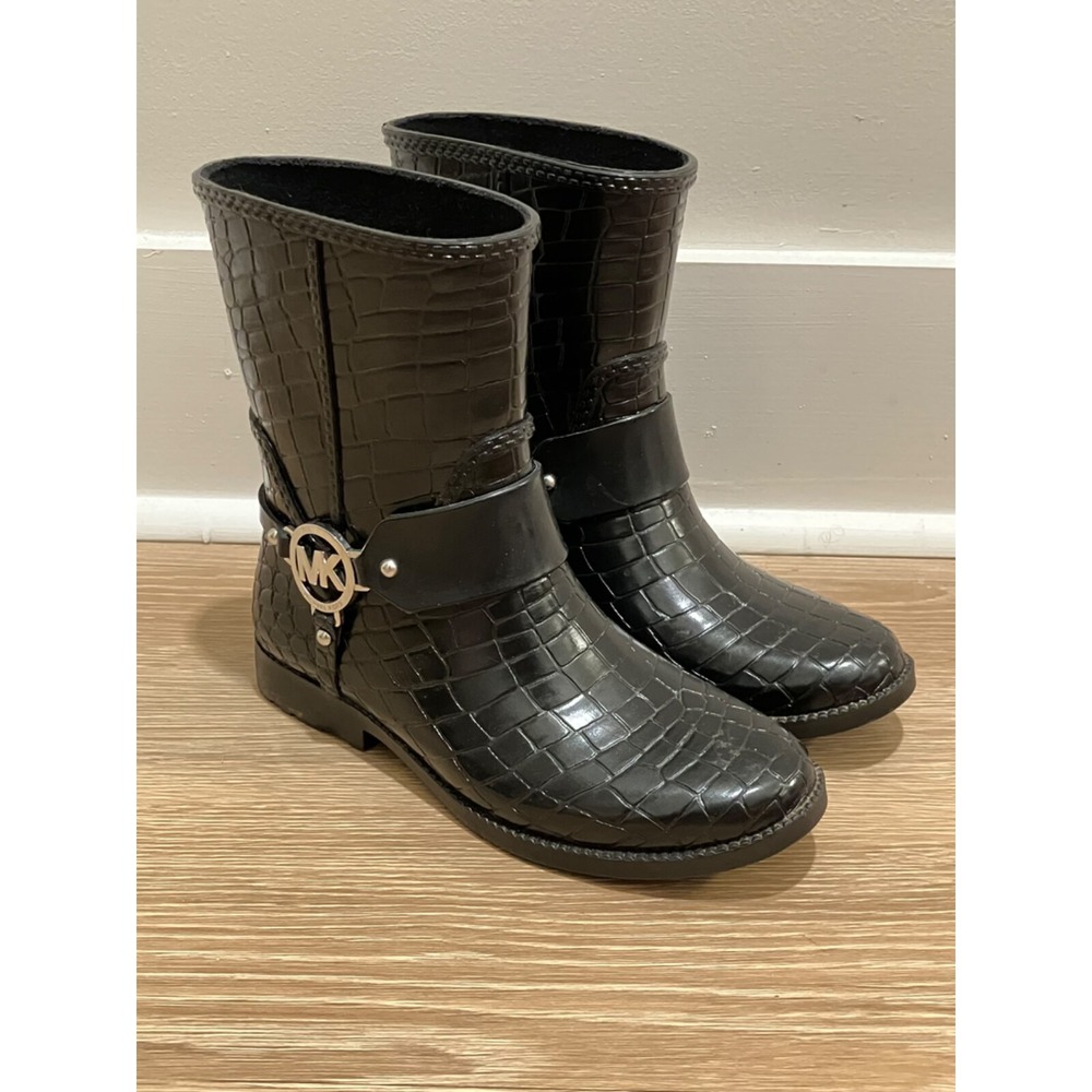 Michael KORS MK Signature Buckle RUBBER RAIN BOOTS SIZE 7